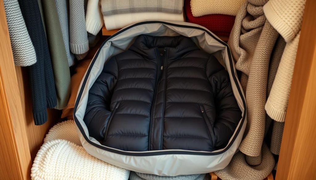 Lagerung Daunenjacke