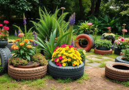 gartenideen autoreifen bepflanzen