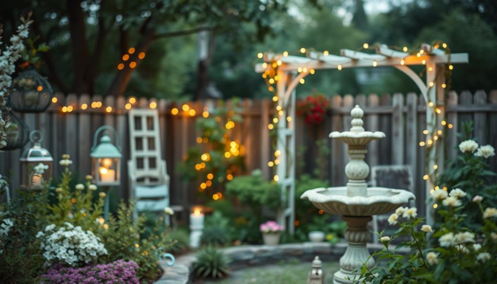 beleuchtung im shabby chic garten