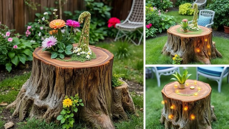 gartenideen baumstamm
