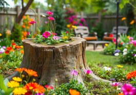 gartenideen baumstumpf