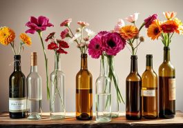 DIY-Ideen um Weinflaschen als stilvolle Blumenvasen zu verwenden